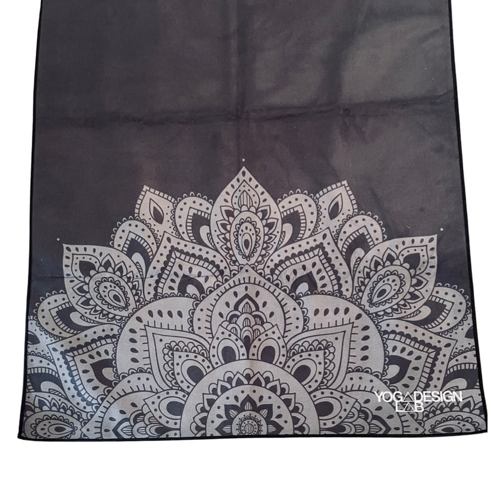 Yoga Design Lab Hot Yoga Towel (Yoga Mat Towel)  in Black with Mandala Print - Picture 5 of 8